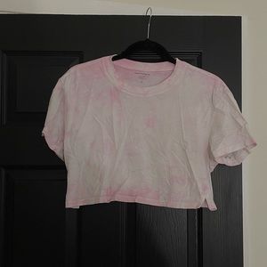 pink tie-dye cropped baby tee